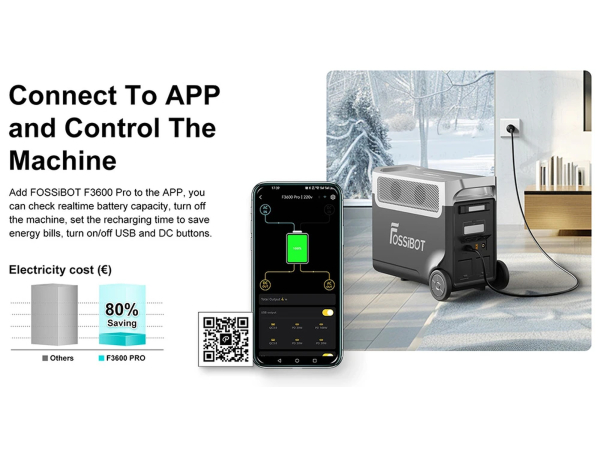 FOSSiBOT F3600 Pro hordozható erőmű – 3600 W, 3840 Wh, LiFePO4, UPS