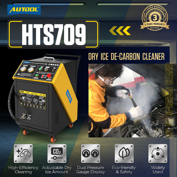 AUTOOL HTS709 professzionális szárazjeges tisztítógép – 7,5 kg, kettős nyomásmérő, 0–3,2 kg/perc