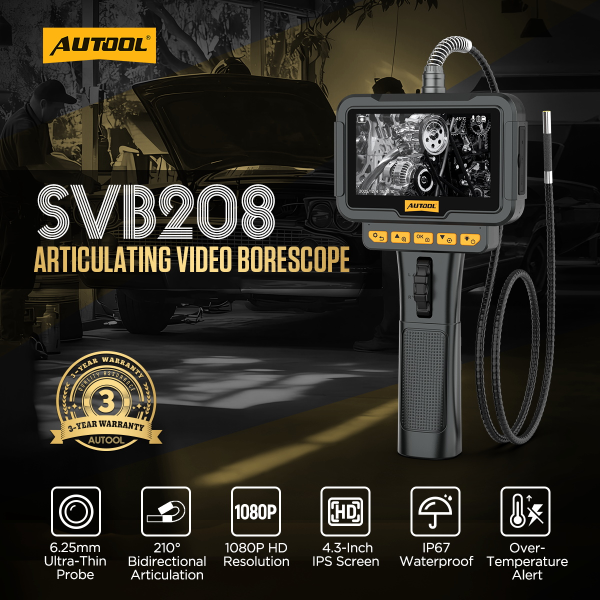 AUTOOL SVB208 210° vezérelhető autóipari endoszkóp kamera
